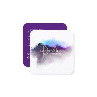 Elegant Ombre Watercolor Abstract Monogrammed Square