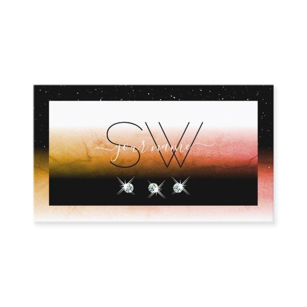 Elegant Orange Marbled Black White Monogram Jewels
