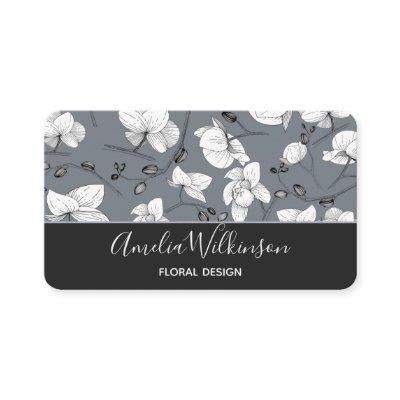 Elegant orchid black & white floral delicate grey