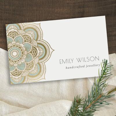 Elegant Ornate Gold Foil Teal Turquoise Mandala