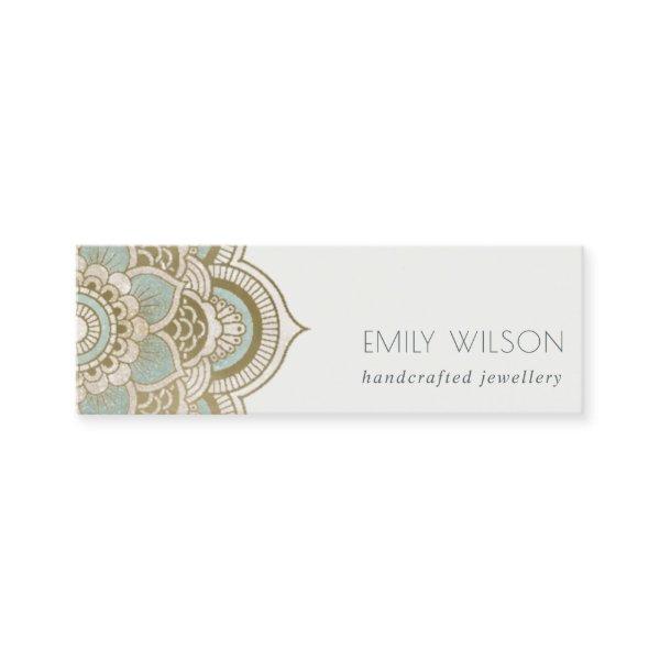 Elegant Ornate Gold Foil Teal Turquoise Mandala Mini