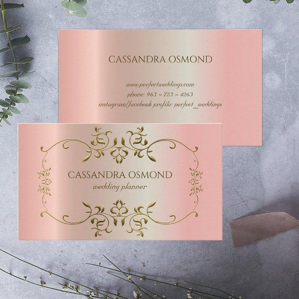 Elegant Ornate Gold Frame On Pink Metallic