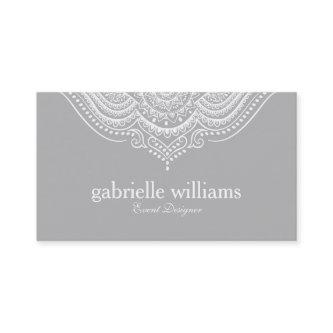 Elegant Ornate White & Light Gray Geometric Design