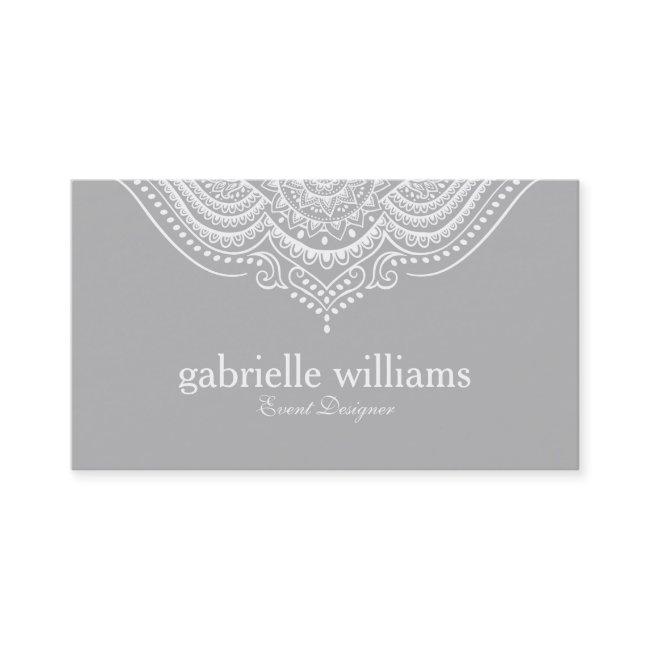 Elegant Ornate White & Light Gray Geometric Design