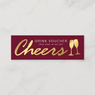 Elegant Party Free Drink Voucher | Burgundy Gold Mini