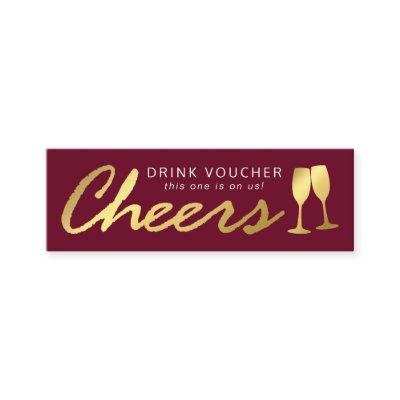 Elegant Party Free Drink Voucher | Burgundy Gold Mini
