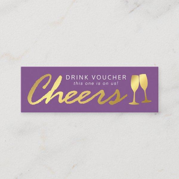 Elegant Party Free Drink Voucher | Purple Gold Mini