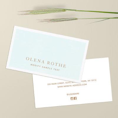 Elegant Pastel Aqua  Professional  Calling Card