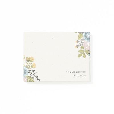 Elegant Pastel Boho Blush Blue Green Leafy Floral Post-it Notes
