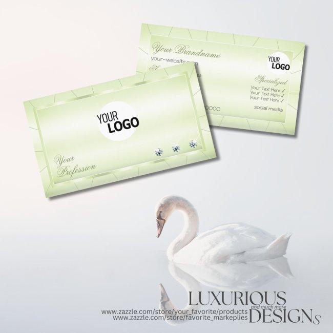 Elegant Pastel Green with Diamonds and Logo Modern