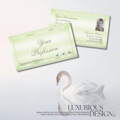 Elegant Pastel Green with Diamonds and Photo Chic