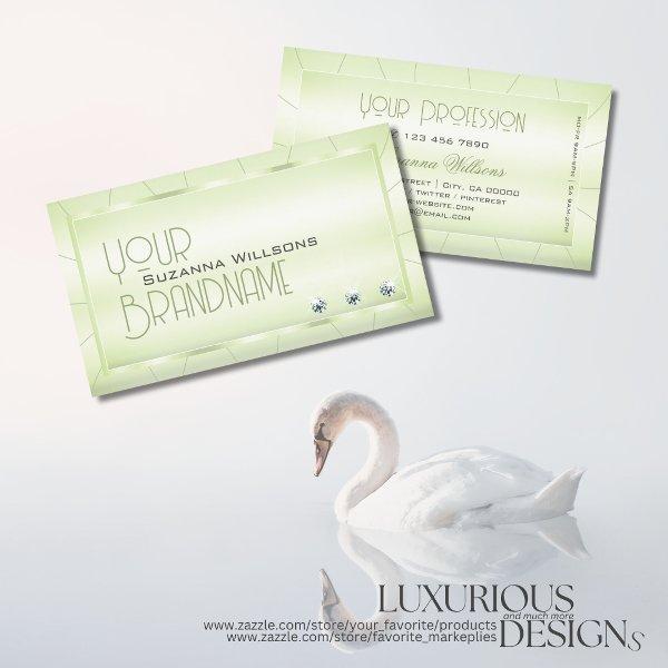 Elegant Pastel Green with Diamonds Glamorous Luxe