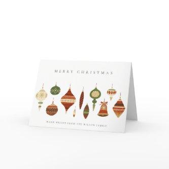 ELEGANT PASTEL RED GREEN STAR CHIRSTMAS ORNAMENTS CARD