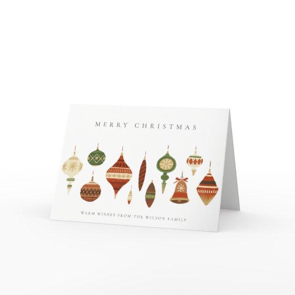 ELEGANT PASTEL RED GREEN STAR CHIRSTMAS ORNAMENTS CARD