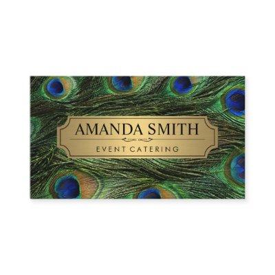 Elegant Peacock Feathers Faux Metallic Gold