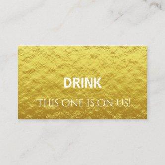 Elegant Personalised Gold Wedding Drink Ticket