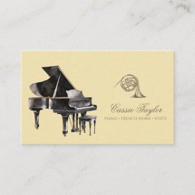 Elegant Piano French Horn Musician Music Teacher
