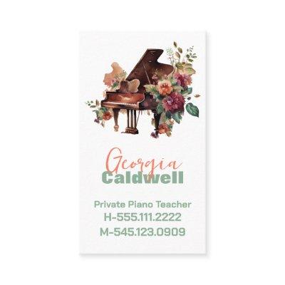 Elegant Piano Teacher Watercolor Art