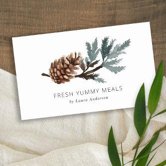 Elegant Pine Cone Tree Branch Watercolor Foliage