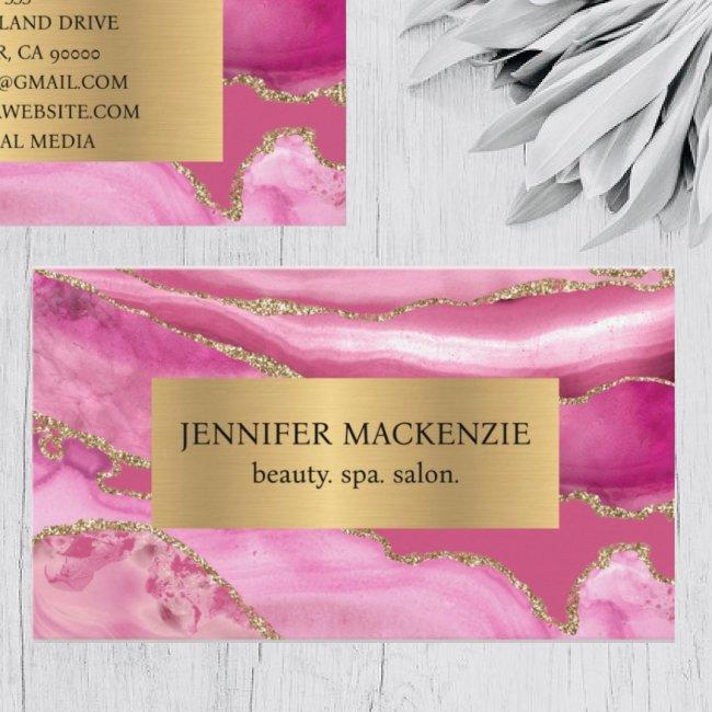 Elegant Pink and Gold Agate Luxury