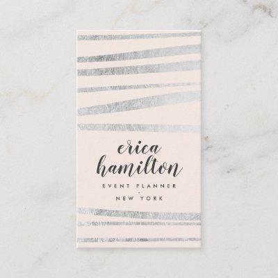 Elegant pink and silver foil striped geometric