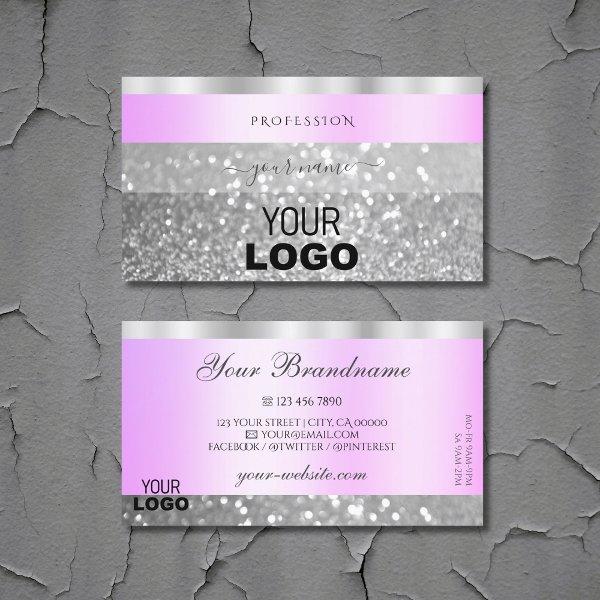 Elegant Pink and Silver Sparkling Glitter Add Logo