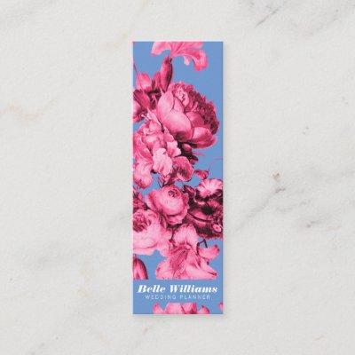 Elegant pink blue vintage floral art illustration mini