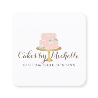 Elegant Pink Cake with Florals Cake Decorating Square