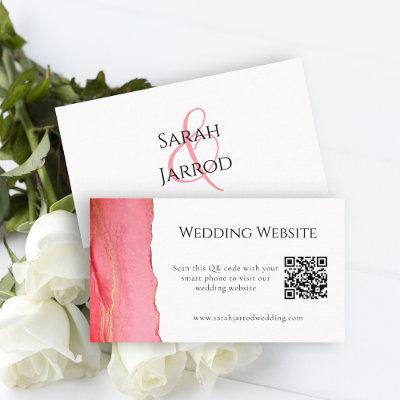 Elegant Pink Coral QR Wedding Website Card