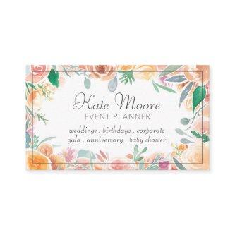 Elegant Pink Green Floral Border Event Planner