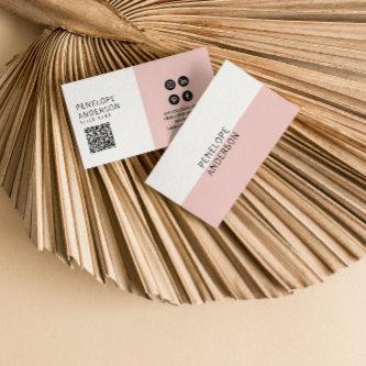 Elegant Pink Minimalist QR Code Modern Boho Girly