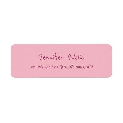 Elegant Pink Modern Plain Handwritten Script Text Label