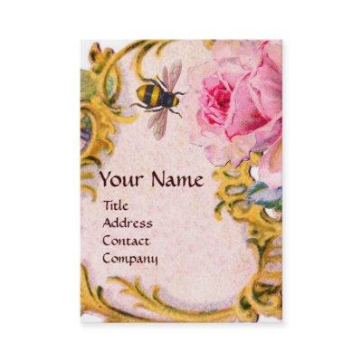 ELEGANT PINK ROSE AND HONEY BEE BEEKEEPER MONOGRAM