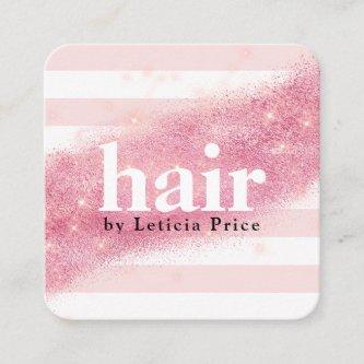 Elegant pink rose gold glitter stripes hair square