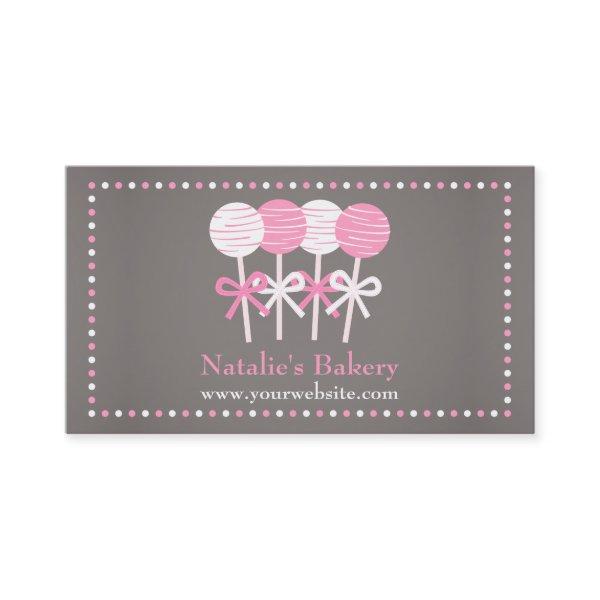 Elegant Pink White Cake Pops Bakery Grey