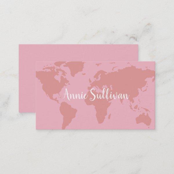 elegant pink world map travel agent