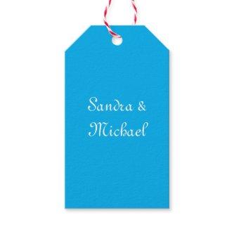 Elegant Plain Azure Blue Personalized Custom Gift Tags