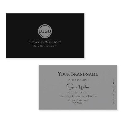 Elegant Plain Black and Gray Chic with Logo Modern