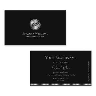 Elegant Plain Black and Silver with Logo Stylish