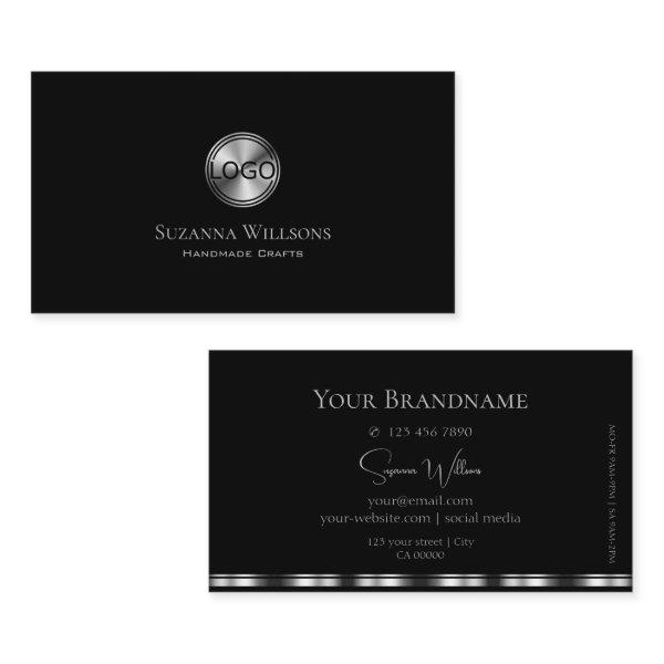 Elegant Plain Black and Silver with Logo Stylish