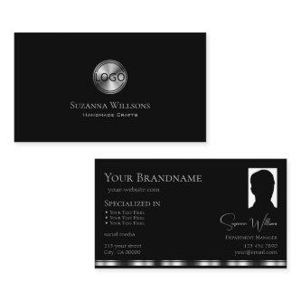 Elegant Plain Black Silver with Logo and Photo