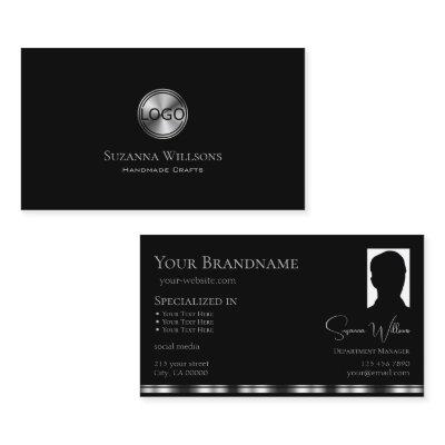 Elegant Plain Black Silver with Logo and Photo