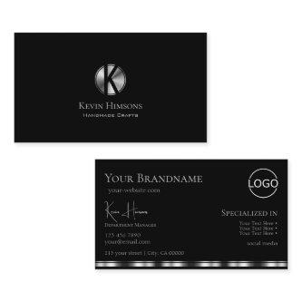 Elegant Plain Black Silver with Monogram and Logo
