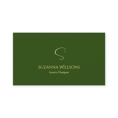 Elegant Plain Forest Green with Monogram Stylish