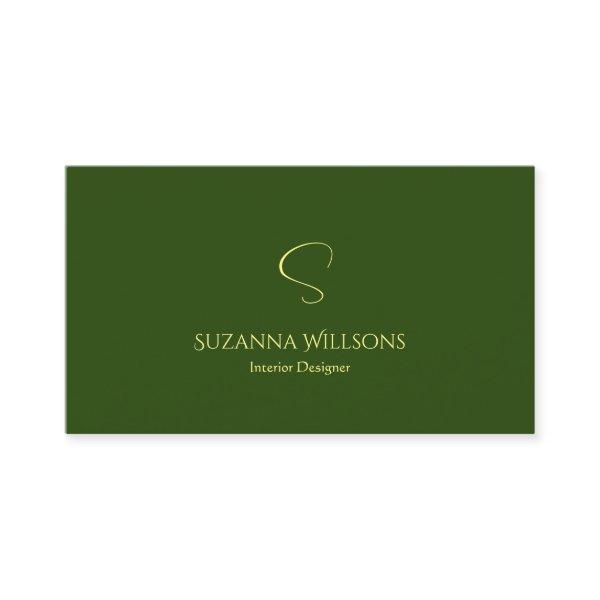 Elegant Plain Forest Green with Monogram Stylish