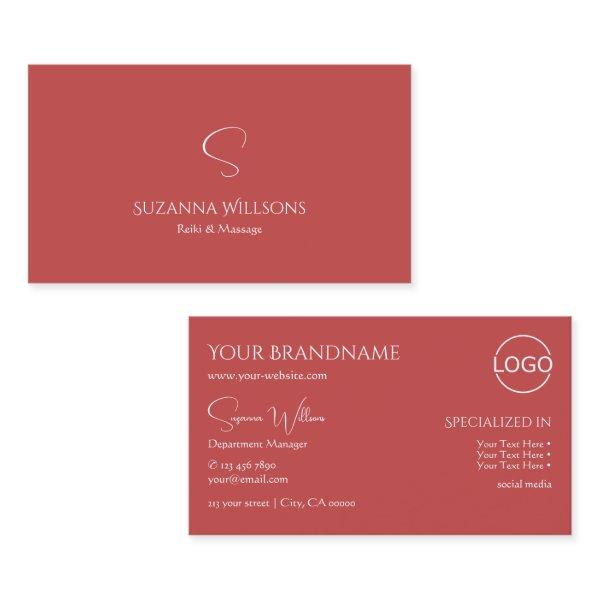 Elegant Plain Indian Red with Monogram and Logo