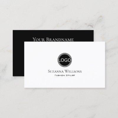 Elegant Plain White and Black with Logo Stylish