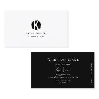 Elegant Plain White and Black with Monogram Modern