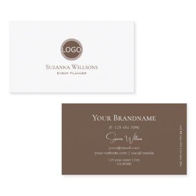 Elegant Plain White and Brown with Logo Stylish