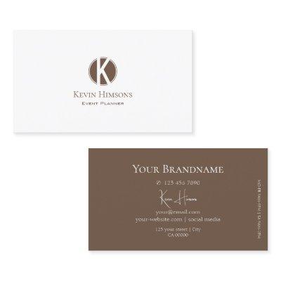 Elegant Plain White and Brown with Monogram Modern
